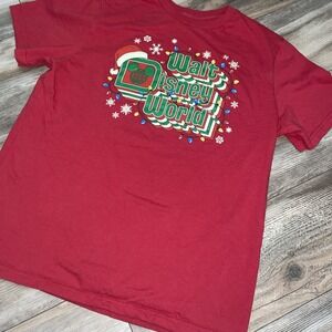 Disney Parks Walt Disney World Logo Holiday Christmas Lights T-Shirt L‎ 🎄